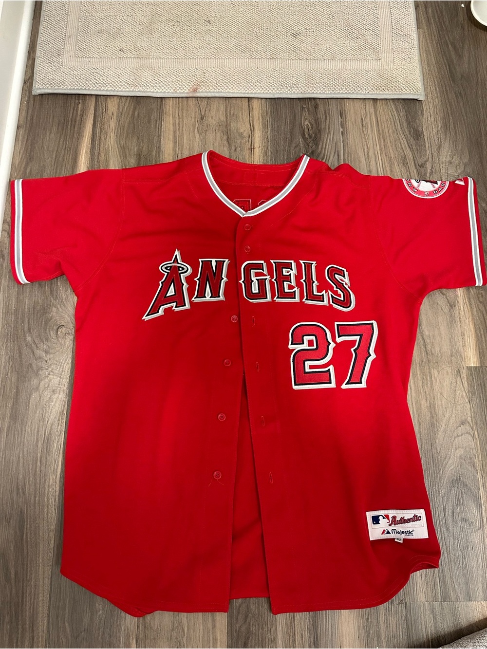 Authentic Men’s Majestic Red Anaheim Angels #27  Baseball Jersey